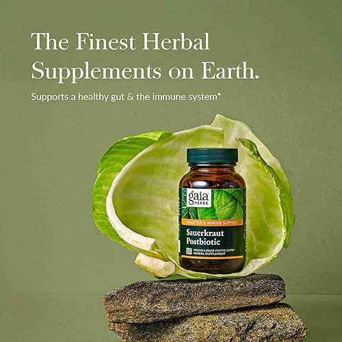 GAIA HERBS SAUERKRAUT POSTBIOTIC CAPSULES GUT IMMUNE SUPPORT, VEGAN, GLUTEN-FREE, 60 COUNT