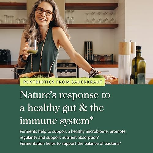 GAIA HERBS SAUERKRAUT POSTBIOTIC CAPSULES GUT IMMUNE SUPPORT, VEGAN, GLUTEN-FREE, 60 COUNT
