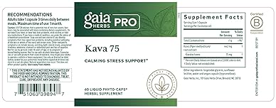GAIA HERBS PRO KAVA 75 STRESS RELIEF SUPPLEMENT CALM RELAXATION SUPPORT 60 LIQUID CAPSULES
