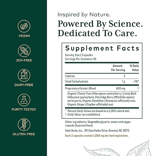 GAIA HERBS PRO VITEX SUPPLEMENT SUPPORTS HEALTHY OVULATION REPRODUCTIVE HEALTH 60 CAPSULES