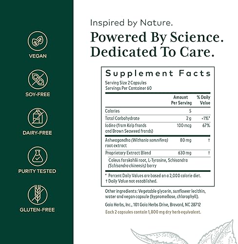 GAIA HERBS PRO THYROID FORMULA THYROID, METABOLIC HEART SUPPORT VEGAN, 120 CAPSULES