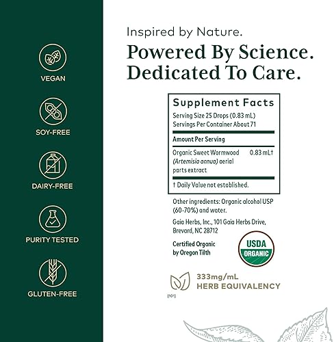 GAIA HERBS PRO SWEET WORMWOOD LIQUID DIGESTIVE SUPPORT, VEGAN, GLUTEN-FREE, 2 FL OZ, 71 SERVINGS