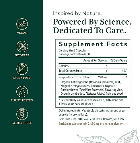 GAIA HERBS PRO SLEEP MAINTENANCE SUPPLEMENT ADRENAL SLEEP SUPPORT WITH ASHWAGANDHA, 60 CAPSULES