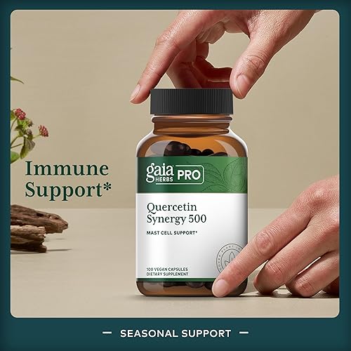 GAIA HERBS PRO QUERCETIN SYNERGY 500 IMMUNE CELL HEALTH SUPPORT, 100 CAPSULES, BROMELAIN, TURMERIC