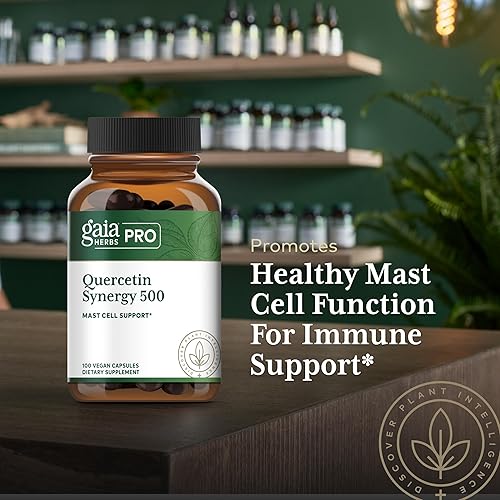 GAIA HERBS PRO QUERCETIN SYNERGY 500 IMMUNE CELL HEALTH SUPPORT, 100 CAPSULES, BROMELAIN, TURMERIC
