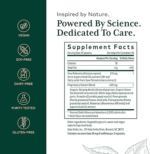 GAIA HERBS PRO PROSTATE FORMULA PROSTATE HEALTH SUPPLEMENT WITH GREEN TEA, POMEGRANATE NETTLE, 60 CA