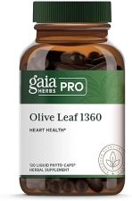 GAIA HERBS OLIVE LEAF 1360MG IMMUNE HEART SUPPORT, OLEUROPEIN, GLUTEN-FREE, 120 CAPSULES