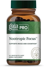 GAIA HERBS PRO NOOTROPIC FOCUS BRAIN SUPPLEMENT WITH SAFFRON, GINKGO LEMON BALM, 40 CAPS