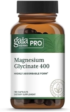 GAIA HERBS PRO MAGNESIUM GLYCINATE 400MG HIGH ABSORPTION, RELAXATION ENERGY 180 VEGAN CAPS