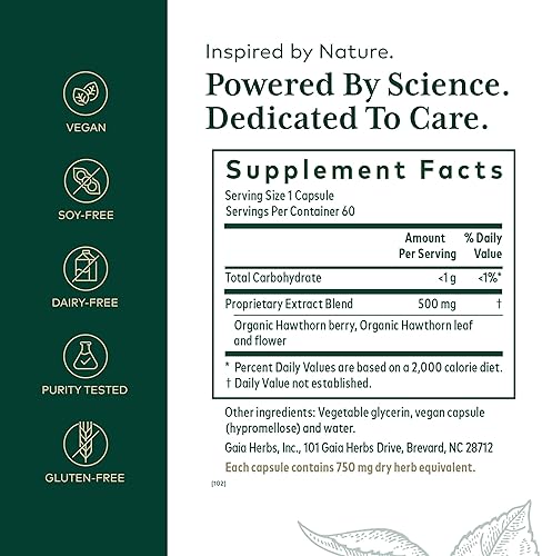 GAIA HERBS PRO HAWTHORN SUPPLEMENT CARDIOVASCULAR CIRCULATION SUPPORT 60 LIQUID CAPSULES