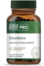 GAIA HERBS  PRO ELEUTHERO ADAPTOGEN VEGAN STRESS ENERGY SUPPORT SUPPLEMENT, 60 CAPSULES
