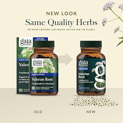 GAIA HERBS VALERIAN ROOT CAPSULES FOR SLEEP SUPPORT RELAXATION, 60 VEGAN PHYTO-CAPS 30 DAYS