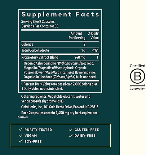 GAIA HERBS SLEEPTHRU SLEEP SUPPORT WITH ASHWAGANDHA, MAGNOLIA, PASSIONFLOWER JUJUBE, 60 VEGAN CAPSUL
