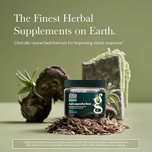 GAIA HERBS ASHWAGANDHA ROOT CAPSULES STRESS RELIEF, SLEEP ENERGY SUPPORT 180 VEGAN CAPSULES
