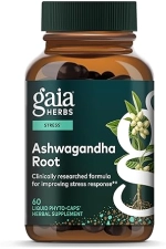 GAIA HERBS ASHWAGANDHA ROOT CAPSULES STRESS RELIEF, SLEEP SUPPORT ENERGY 60 VEGAN CAPSULES