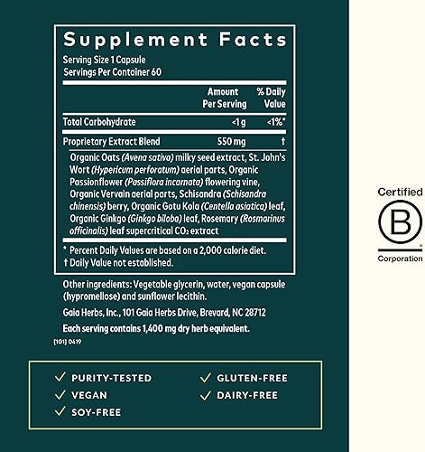 GAIA HERBS EMOTIONAL BALANCE STRESS SUPPORT SUPPLEMENT WITH ST. JOHN S WORT 60 VEGAN CAPSULES