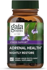 GAIA HERBS ADRENAL HEALTH NIGHTLY RESTORE ASHWAGANDHA, MAGNOLIA, CORDYCEPS 60 VEGAN CAPSULES
