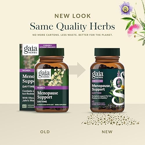 GAIA HERBS MENOPAUSE SUPPORT DAYTIME HORMONE BALANCE FOR WOMEN, 60 VEGAN CAPSULES, 20 DAYS
