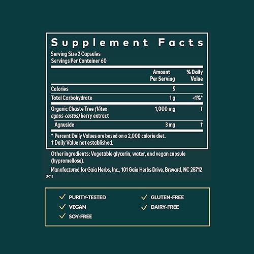 GAIA HERBS VITEX BERRY HORMONE BALANCE MENSTRUAL SUPPORT FOR WOMEN 120 VEGAN CAPSULES