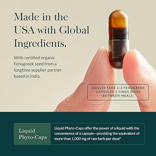 GAIA HERBS ORGANIC FENUGREEK SEED FOR LACTATION SUPPORT, 60 VEGAN CAPSULES, BREAST MILK AID