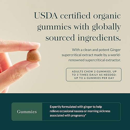 GAIA HERBS ORGANIC NAUSEA RELIEF GUMMIES WITH GINGER LEMON 60 VEGAN GUMMIES, 30-DAY SUPPLY