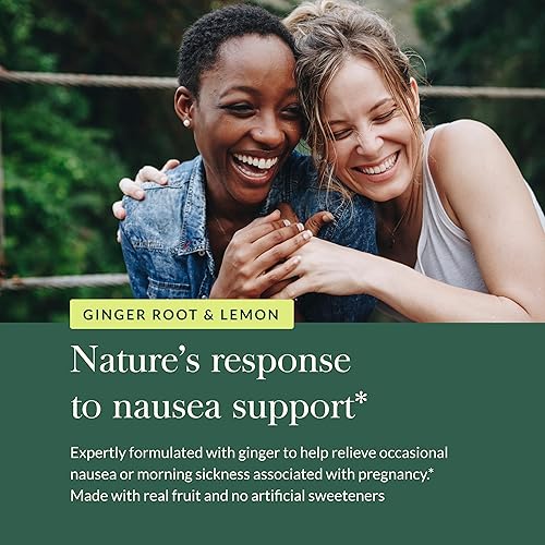 GAIA HERBS ORGANIC NAUSEA RELIEF GUMMIES WITH GINGER LEMON 60 VEGAN GUMMIES, 30-DAY SUPPLY