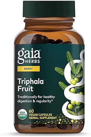 GAIA HERBS TRIPHALA FRUIT CAPSULES DIGESTIVE HEALTH SUPPORT, CLEANSE, 60 VEGAN CAPSULES