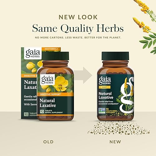 GAIA HERBS NATURAL LAXATIVE TABLETS CONSTIPATION RELIEF FOR ADULTS WITH SENNA, ALOE FENNEL 90CT