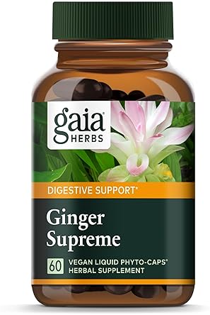 GAIA HERBS GINGER SUPREME CAPSULES ORGANIC GINGER TURMERIC FOR DIGESTION NAUSEA RELIEF, 60CT