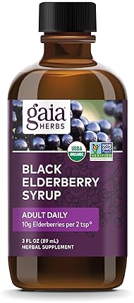 GAIA HERBS BLACK ELDERBERRY SYRUP FOR IMMUNE SUPPORT ORGANIC SAMBUCUS NIGRA, 3 FL OZ