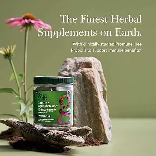 GAIA HERBS IMMUNE RAPID DEFENSE GUMMIES ORGANIC VEGAN SUPPLEMENT WITH PROPOLIS, GINGER ECHINACEA