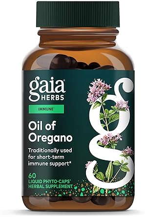 GAIA HERBS OIL OF OREGANO CAPSULES IMMUNE ANTIOXIDANT SUPPORT, 60 VEGAN PHYTO-CAPSULES