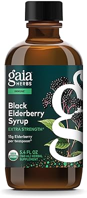 GAIA HERBS ORGANIC BLACK ELDERBERRY SYRUP IMMUNE SUPPORT SUPPLEMENT, 5.4OZ, 32-DAY SUPPLY