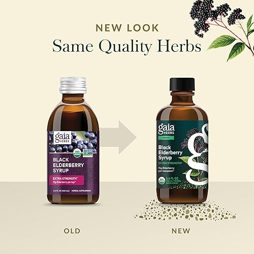 GAIA HERBS ORGANIC BLACK ELDERBERRY SYRUP IMMUNE SUPPORT SUPPLEMENT, 5.4OZ, 32-DAY SUPPLY