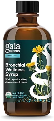 GAIA HERBS BRONCHIAL WELLNESS SYRUP FOR LUNG HEALTH IMMUNE SUPPORT, SORE THROAT RELIEF, 5.4OZ