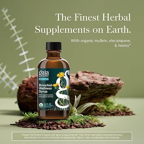 GAIA HERBS BRONCHIAL WELLNESS SYRUP FOR LUNG HEALTH IMMUNE SUPPORT, SORE THROAT RELIEF, 5.4OZ