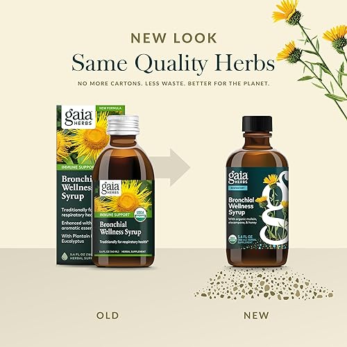 GAIA HERBS BRONCHIAL WELLNESS SYRUP FOR LUNG HEALTH IMMUNE SUPPORT, SORE THROAT RELIEF, 5.4OZ