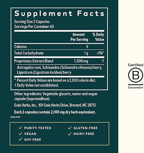 GAIA HERBS ASTRAGALUS SUPREME IMMUNE SUPPORT SUPPLEMENT 120 VEGAN CAPSULES, 30-DAY SUPPLY