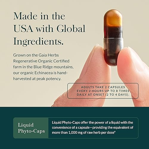 GAIA HERBS ECHINACEA SUPREME IMMUNE SUPPORT, 60 VEGAN CAPSULES, ECHINACEA PURPUREA ANGUSTIFOLIA