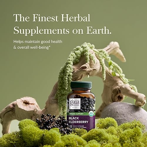 GAIA HERBS BLACK ELDERBERRY IMMUNE SUPPORT SUPPLEMENT, ANTIOXIDANTS, 60 VEGAN CAPSULES