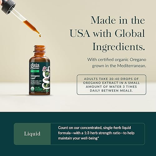 GAIA HERBS ORGANIC OREGANO LEAF EXTRACT IMMUNE SUPPORT HERBAL SUPPLEMENT, 1 FL OZ, 23 SERVINGS