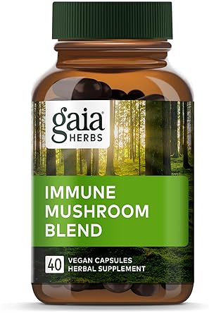 GAIA HERBS IMMUNE MUSHROOM BLEND VEGAN CAPSULES WITH REISHI, CHAGA MORE FOR IMMUNE SUPPORT
