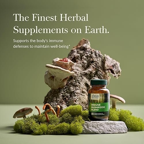 GAIA HERBS IMMUNE MUSHROOM BLEND VEGAN CAPSULES WITH REISHI, CHAGA MORE FOR IMMUNE SUPPORT