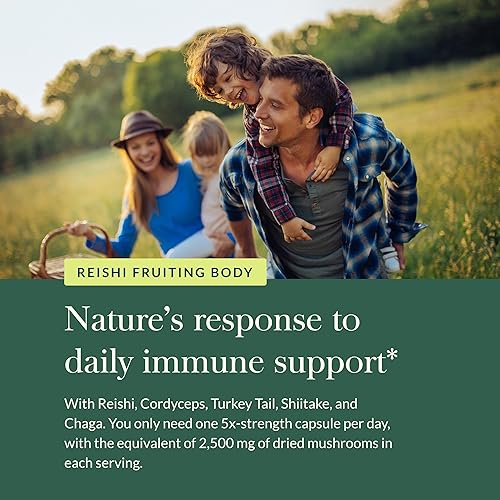 GAIA HERBS IMMUNE MUSHROOM BLEND REISHI, CORDYCEPS, TURKEY TAIL 40 VEGAN CAPSULES