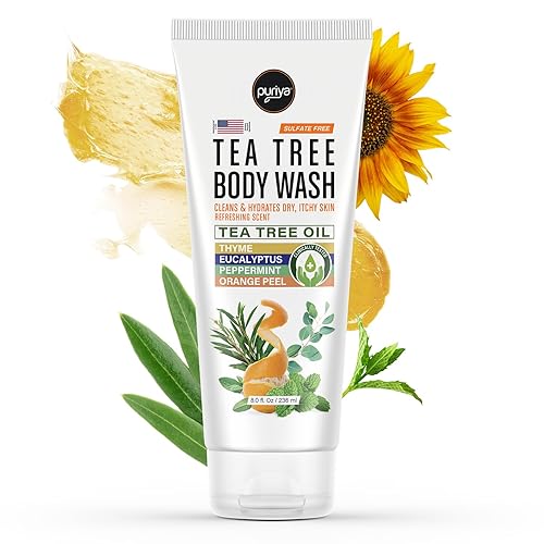 PURIYA TEA TREE BODY WASH FOR JOCK ITCH, ATHLETE S FOOT, BACK ACNE, DRY SKIN, EUCALYPTUS MINT