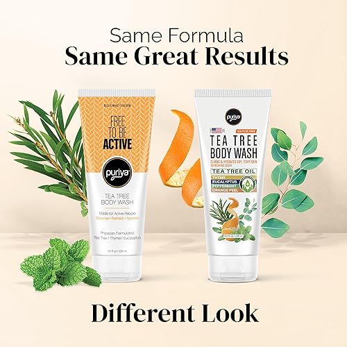 PURIYA TEA TREE BODY WASH FOR JOCK ITCH, ATHLETE S FOOT, BACK ACNE, DRY SKIN, EUCALYPTUS MINT