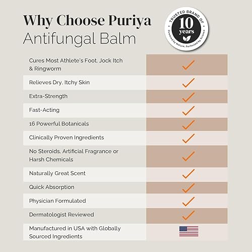 PURIYA EXTRA-STRENGTH ANTIFUNGAL CREAM FOR ATHLETES FOOT, JOCK ITCH RINGWORM, TEA TREE OIL