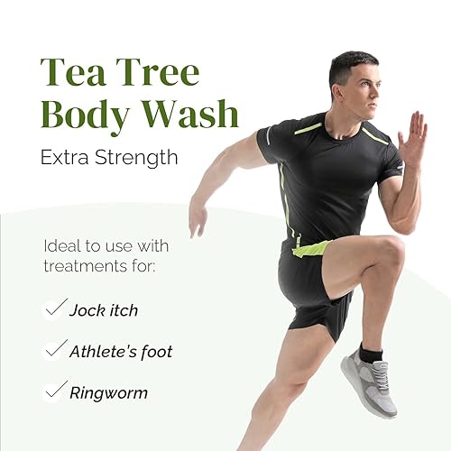 PURIYA TEA TREE BODY WASH FOR JOCK ITCH, ATHLETE S FOOT, BACK ACNE, EUCALYPTUS MINT, 16OZ