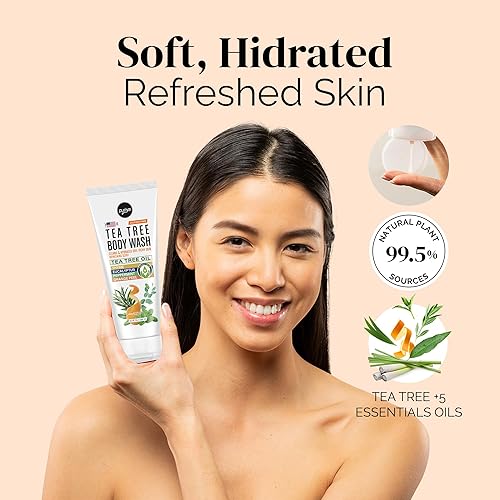 PURIYA TEA TREE BODY WASH FOR JOCK ITCH, ATHLETE S FOOT, BACK ACNE, EUCALYPTUS MINT, 16OZ