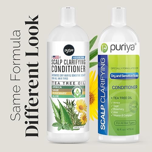 PURIYA SULFATE-FREE CONDITIONER WITH TEA TREE OIL FOR DRY, ITCHY SCALP DAMAGED HAIR, 16 OZ